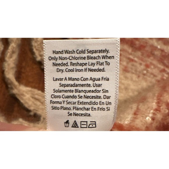 Women’s Blanket Scarf Wrap Time And Tru Orange Tan Brown Large Soft Fringe - Picture 10 of 10